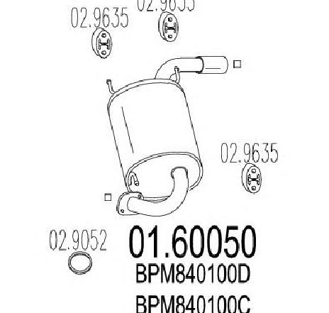 Toba esapament finala MTS 01.60050</br>Piesa auto pentru Sistemul de esapament Toba esapament finala MTS 01.60050</br>Piesa auto pentru Sistemul de esapament