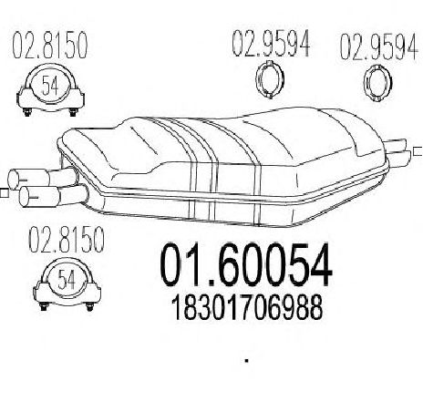 Toba esapament finala MTS 01.60054</br>Piesa auto pentru Sistemul de esapament Toba esapament finala MTS 01.60054</br>Piesa auto pentru Sistemul de esapament