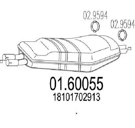 Toba esapament finala MTS 01.60055</br>Piesa auto pentru Sistemul de esapament Toba esapament finala MTS 01.60055</br>Piesa auto pentru Sistemul de esapament