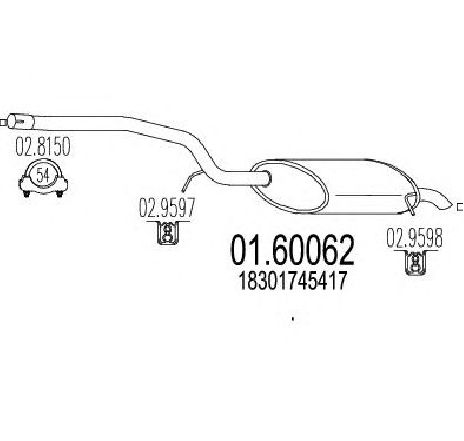 Toba esapament finala MTS 01.60062</br>Piesa auto pentru Sistemul de esapament Toba esapament finala MTS 01.60062</br>Piesa auto pentru Sistemul de esapament