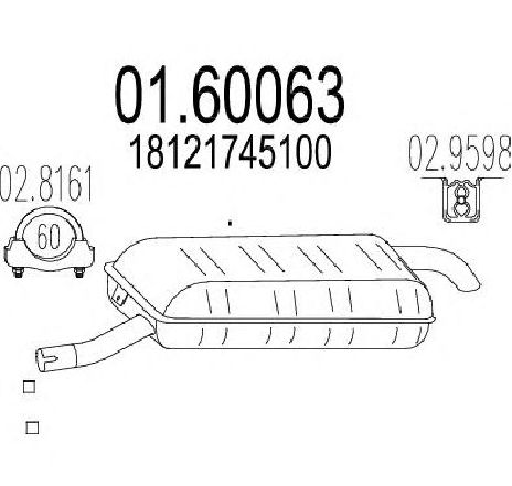 Toba esapament finala MTS 01.60063</br>Piesa auto pentru Sistemul de esapament Toba esapament finala MTS 01.60063</br>Piesa auto pentru Sistemul de esapament