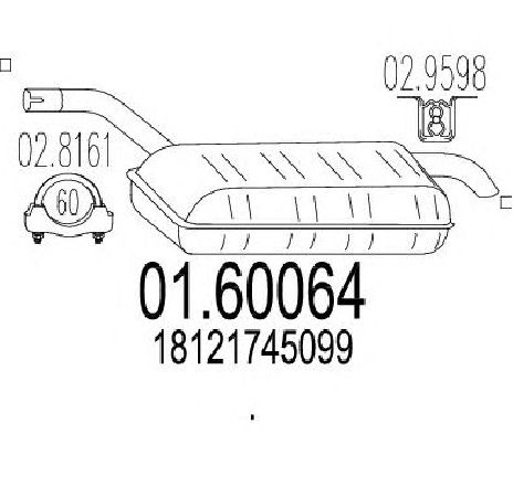 Toba esapament finala MTS 01.60064</br>Piesa auto pentru Sistemul de esapament Toba esapament finala MTS 01.60064</br>Piesa auto pentru Sistemul de esapament