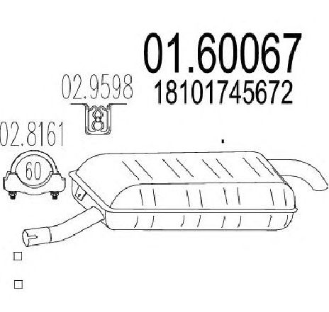 Toba esapament finala MTS 01.60067</br>Piesa auto pentru Sistemul de esapament Toba esapament finala MTS 01.60067</br>Piesa auto pentru Sistemul de esapament