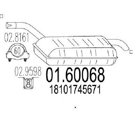 Toba esapament finala MTS 01.60068</br>Piesa auto pentru Sistemul de esapament Toba esapament finala MTS 01.60068</br>Piesa auto pentru Sistemul de esapament