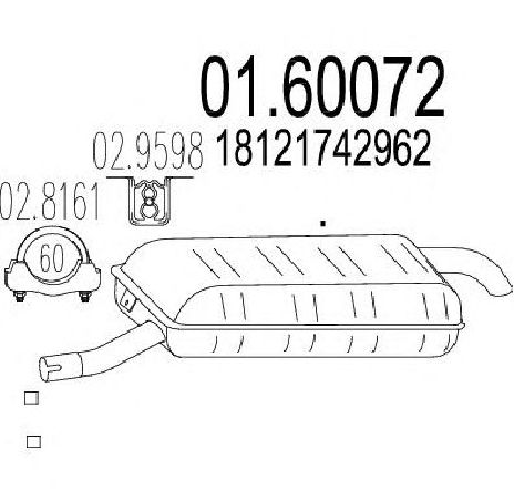 Toba esapament finala MTS 01.60072</br>Piesa auto pentru Sistemul de esapament Toba esapament finala MTS 01.60072</br>Piesa auto pentru Sistemul de esapament
