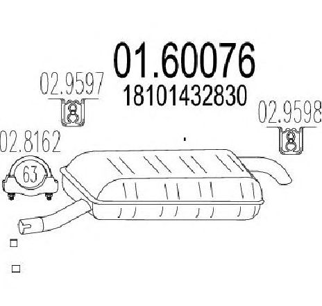 Toba esapament finala MTS 01.60076</br>Piesa auto pentru Sistemul de esapament Toba esapament finala MTS 01.60076</br>Piesa auto pentru Sistemul de esapament