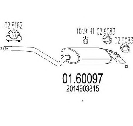 Toba esapament finala MTS 01.60097</br>Piesa auto pentru Sistemul de esapament Toba esapament finala MTS 01.60097</br>Piesa auto pentru Sistemul de esapament