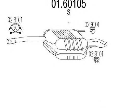 Toba esapament finala MTS 01.60105</br>Piesa auto pentru Sistemul de esapament Toba esapament finala MTS 01.60105</br>Piesa auto pentru Sistemul de esapament
