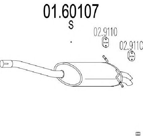 Toba esapament finala MTS 01.60107</br>Piesa auto pentru Sistemul de esapament Toba esapament finala MTS 01.60107</br>Piesa auto pentru Sistemul de esapament