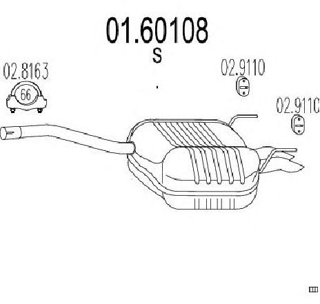 Toba esapament finala MTS 01.60108</br>Piesa auto pentru Sistemul de esapament Toba esapament finala MTS 01.60108</br>Piesa auto pentru Sistemul de esapament