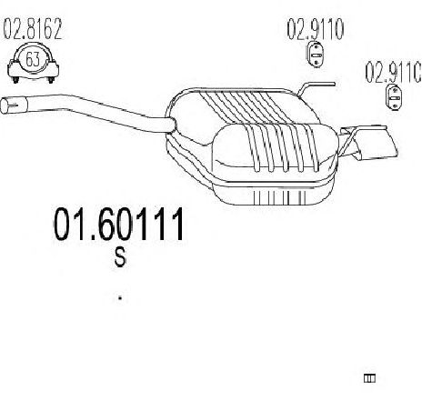 Toba esapament finala MTS 01.60111</br>Piesa auto pentru Sistemul de esapament Toba esapament finala MTS 01.60111</br>Piesa auto pentru Sistemul de esapament