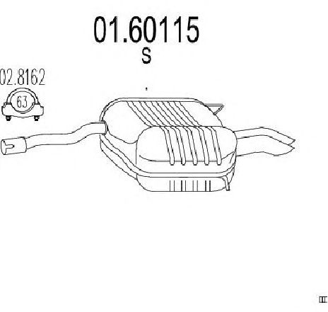 Toba esapament finala MTS 01.60115</br>Piesa auto pentru Sistemul de esapament Toba esapament finala MTS 01.60115</br>Piesa auto pentru Sistemul de esapament