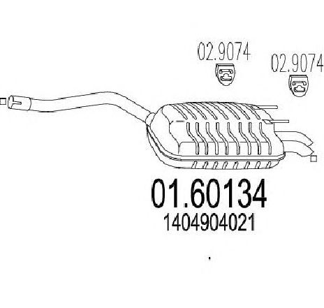 Toba esapament finala MTS 01.60134</br>Piesa auto pentru Sistemul de esapament Toba esapament finala MTS 01.60134</br>Piesa auto pentru Sistemul de esapament