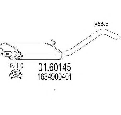 Toba esapament finala MTS 01.60145</br>Piesa auto pentru Sistemul de esapament Toba esapament finala MTS 01.60145</br>Piesa auto pentru Sistemul de esapament
