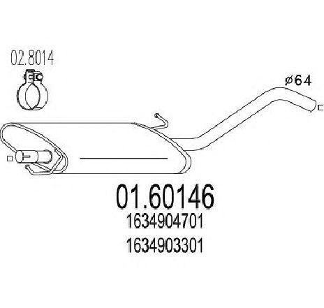 Toba esapament finala MTS 01.60146</br>Piesa auto pentru Sistemul de esapament Toba esapament finala MTS 01.60146</br>Piesa auto pentru Sistemul de esapament