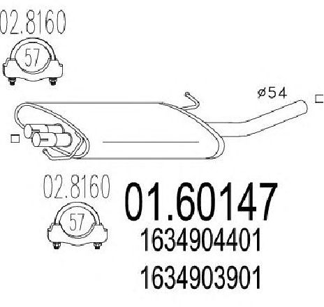 Toba esapament finala MTS 01.60147</br>Piesa auto pentru Sistemul de esapament Toba esapament finala MTS 01.60147</br>Piesa auto pentru Sistemul de esapament