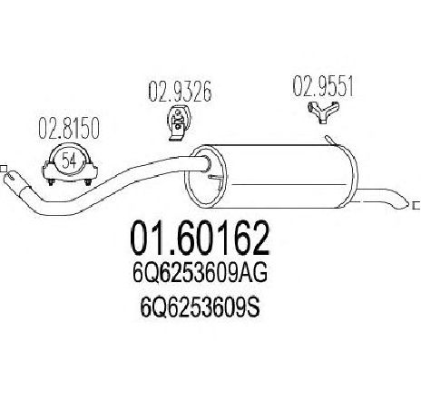 Toba esapament finala MTS 01.60162</br>Piesa auto pentru Sistemul de esapament Toba esapament finala MTS 01.60162</br>Piesa auto pentru Sistemul de esapament