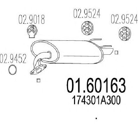 Toba esapament finala MTS 01.60163</br>Piesa auto pentru Sistemul de esapament Toba esapament finala MTS 01.60163</br>Piesa auto pentru Sistemul de esapament