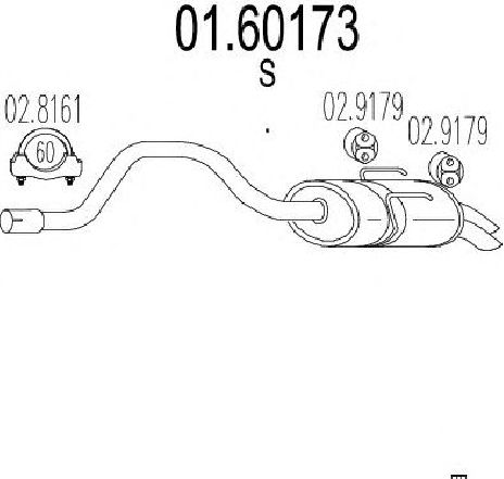 Toba esapament finala MTS 01.60173</br>Piesa auto pentru Sistemul de esapament Toba esapament finala MTS 01.60173</br>Piesa auto pentru Sistemul de esapament