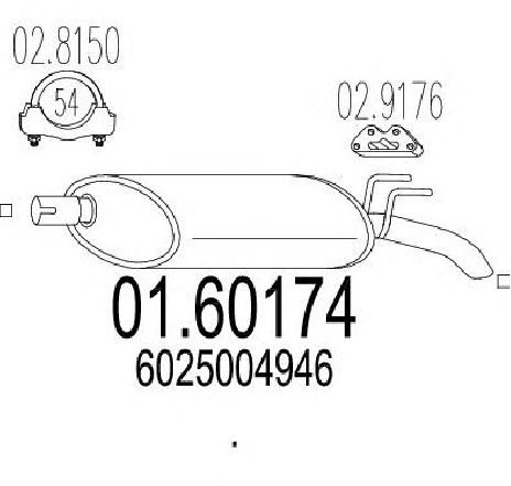 Toba esapament finala MTS 01.60174</br>Piesa auto pentru Sistemul de esapament Toba esapament finala MTS 01.60174</br>Piesa auto pentru Sistemul de esapament