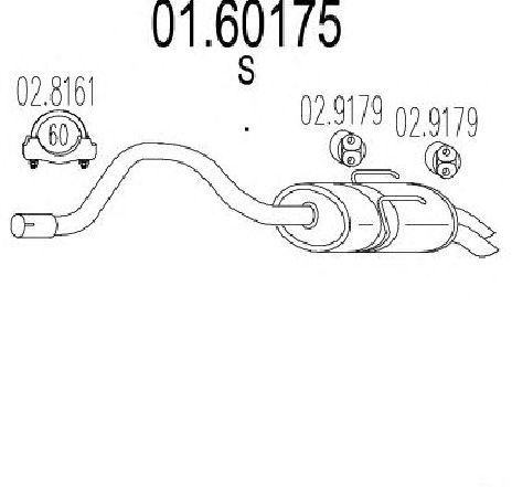 Toba esapament finala MTS 01.60175</br>Piesa auto pentru Sistemul de esapament Toba esapament finala MTS 01.60175</br>Piesa auto pentru Sistemul de esapament