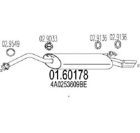 Toba esapament finala MTS 01.60178</br>Piesa auto pentru Sistemul de esapament Toba esapament finala MTS 01.60178</br>Piesa auto pentru Sistemul de esapament
