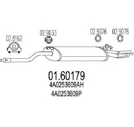 Toba esapament finala MTS 01.60179</br>Piesa auto pentru Sistemul de esapament Toba esapament finala MTS 01.60179</br>Piesa auto pentru Sistemul de esapament
