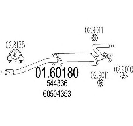 Toba esapament finala MTS 01.60180</br>Piesa auto pentru Sistemul de esapament Toba esapament finala MTS 01.60180</br>Piesa auto pentru Sistemul de esapament