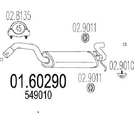 Toba esapament finala MTS 01.60290</br>Piesa auto pentru Sistemul de esapament Toba esapament finala MTS 01.60290</br>Piesa auto pentru Sistemul de esapament