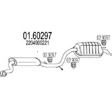 Toba esapament finala MTS 01.60297</br>Piesa auto pentru Sistemul de esapament Toba esapament finala MTS 01.60297</br>Piesa auto pentru Sistemul de esapament