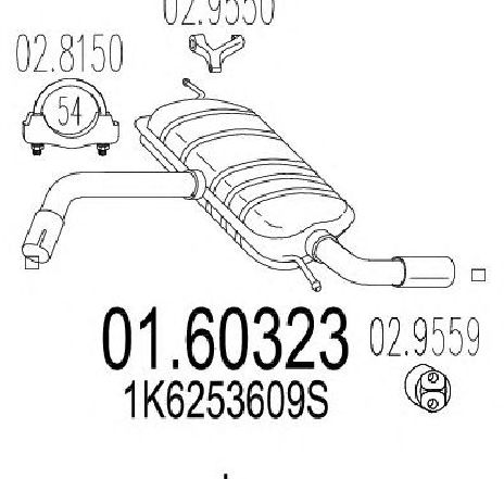 Toba esapament finala MTS 01.60323</br>Piesa auto pentru Sistemul de esapament Toba esapament finala MTS 01.60323</br>Piesa auto pentru Sistemul de esapament