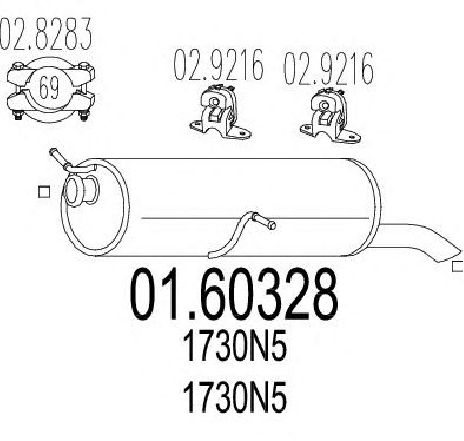 Toba esapament finala MTS 01.60328</br>Piesa auto pentru Sistemul de esapament Toba esapament finala MTS 01.60328</br>Piesa auto pentru Sistemul de esapament