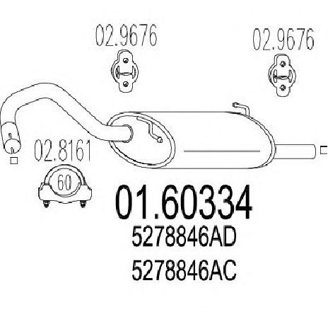 Toba esapament finala MTS 01.60334</br>Piesa auto pentru Sistemul de esapament Toba esapament finala MTS 01.60334</br>Piesa auto pentru Sistemul de esapament