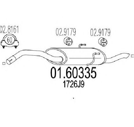 Toba esapament finala MTS 01.60335</br>Piesa auto pentru Sistemul de esapament Toba esapament finala MTS 01.60335</br>Piesa auto pentru Sistemul de esapament
