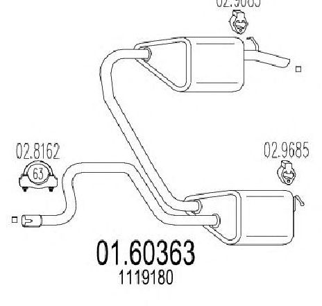 Toba esapament finala MTS 01.60363</br>Piesa auto pentru Sistemul de esapament Toba esapament finala MTS 01.60363</br>Piesa auto pentru Sistemul de esapament