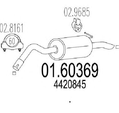 Toba esapament finala MTS 01.60369</br>Piesa auto pentru Sistemul de esapament Toba esapament finala MTS 01.60369</br>Piesa auto pentru Sistemul de esapament
