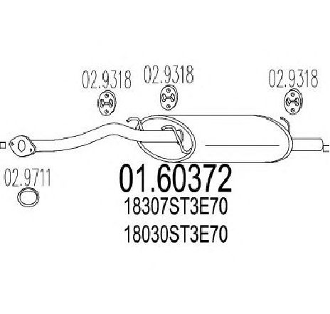 Toba esapament finala MTS 01.60372</br>Piesa auto pentru Sistemul de esapament Toba esapament finala MTS 01.60372</br>Piesa auto pentru Sistemul de esapament