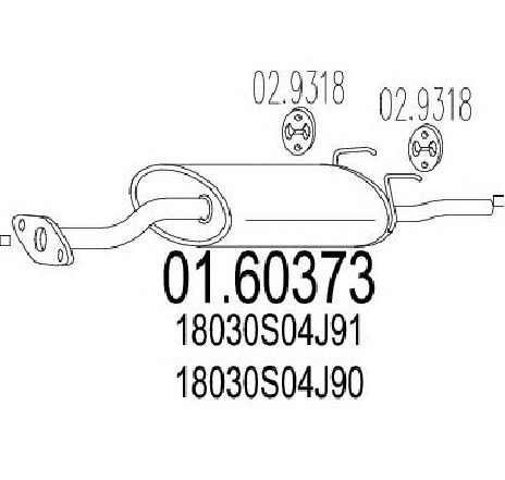 Toba esapament finala MTS 01.60373</br>Piesa auto pentru Sistemul de esapament Toba esapament finala MTS 01.60373</br>Piesa auto pentru Sistemul de esapament