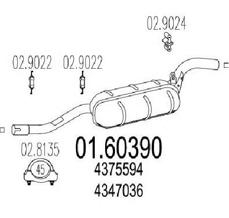 Toba esapament finala MTS 01.60390</br>Piesa auto pentru Sistemul de esapament Toba esapament finala MTS 01.60390</br>Piesa auto pentru Sistemul de esapament
