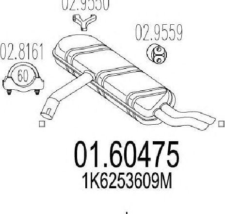 Toba esapament finala MTS 01.60475</br>Piesa auto pentru Sistemul de esapament Toba esapament finala MTS 01.60475</br>Piesa auto pentru Sistemul de esapament