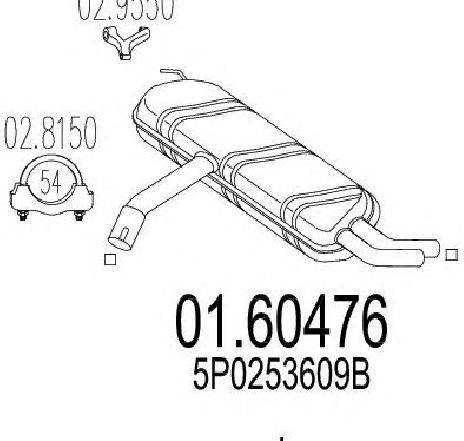 Toba esapament finala MTS 01.60476</br>Piesa auto pentru Sistemul de esapament Toba esapament finala MTS 01.60476</br>Piesa auto pentru Sistemul de esapament