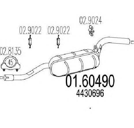 Toba esapament finala MTS 01.60490</br>Piesa auto pentru Sistemul de esapament Toba esapament finala MTS 01.60490</br>Piesa auto pentru Sistemul de esapament