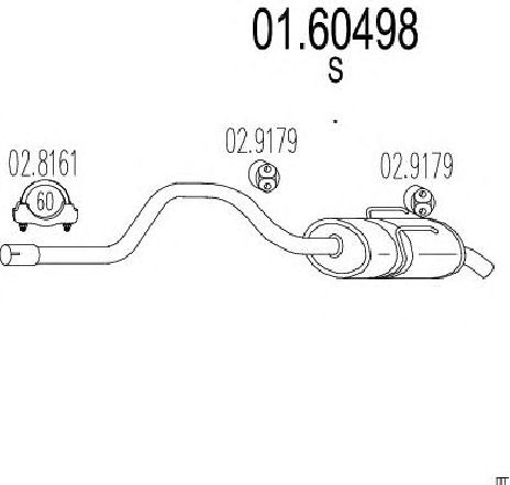 Toba esapament finala MTS 01.60498</br>Piesa auto pentru Sistemul de esapament Toba esapament finala MTS 01.60498</br>Piesa auto pentru Sistemul de esapament