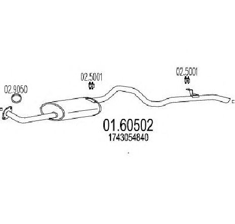 Toba esapament finala MTS 01.60502</br>Piesa auto pentru Sistemul de esapament Toba esapament finala MTS 01.60502</br>Piesa auto pentru Sistemul de esapament