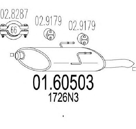 Toba esapament finala MTS 01.60503</br>Piesa auto pentru Sistemul de esapament Toba esapament finala MTS 01.60503</br>Piesa auto pentru Sistemul de esapament
