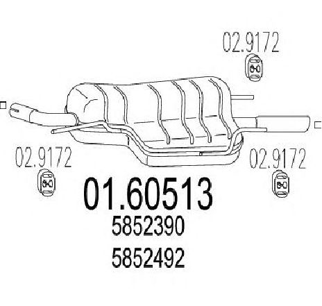 Toba esapament finala MTS 01.60513</br>Piesa auto pentru Sistemul de esapament Toba esapament finala MTS 01.60513</br>Piesa auto pentru Sistemul de esapament
