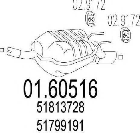 Toba esapament finala MTS 01.60516</br>Piesa auto pentru Sistemul de esapament Toba esapament finala MTS 01.60516</br>Piesa auto pentru Sistemul de esapament