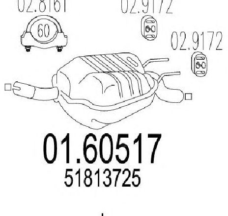 Toba esapament finala MTS 01.60517</br>Piesa auto pentru Sistemul de esapament Toba esapament finala MTS 01.60517</br>Piesa auto pentru Sistemul de esapament