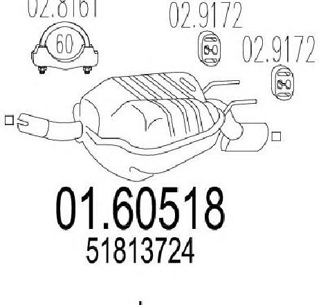 Toba esapament finala MTS 01.60518</br>Piesa auto pentru Sistemul de esapament Toba esapament finala MTS 01.60518</br>Piesa auto pentru Sistemul de esapament