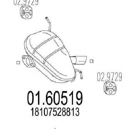 Toba esapament finala MTS 01.60519</br>Piesa auto pentru Sistemul de esapament Toba esapament finala MTS 01.60519</br>Piesa auto pentru Sistemul de esapament